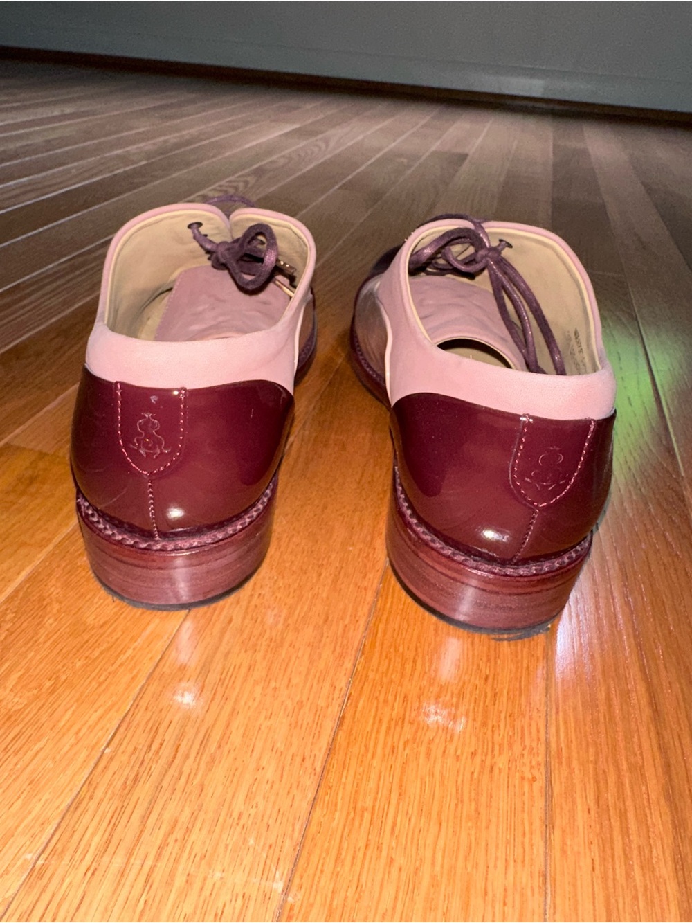 Office of Angela Scott Two-Tone Lace-Up Oxford Shoes — Pink & Burgundy - Picture 4 of 6